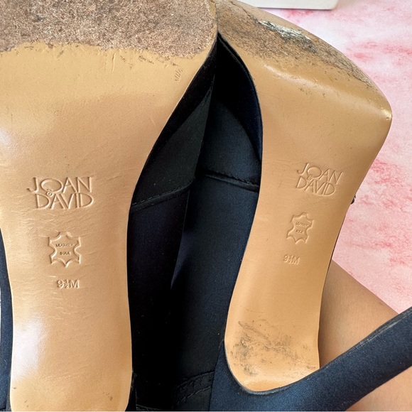 Joan & David Daparris Peep Toe Heel Pump Black Satin 9.5 - Picture 10 of 11